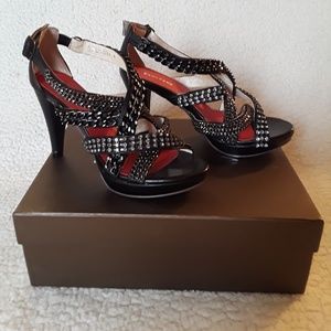 BEBE Black High Heels with Chains
